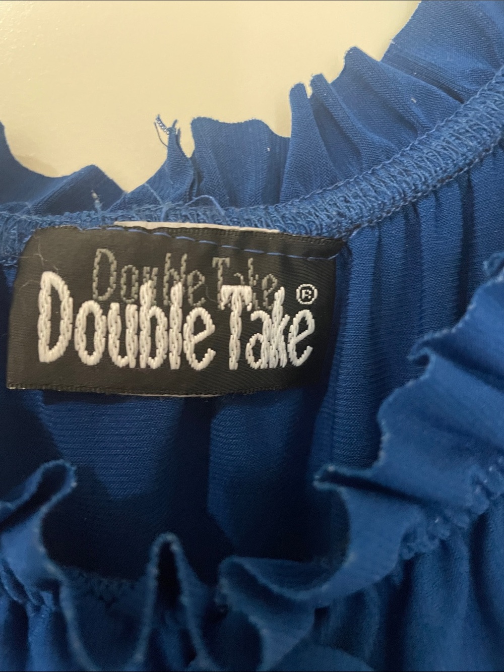 Double Take Royal Blue Ruffle-Neck Tank - Picture 2 of 2